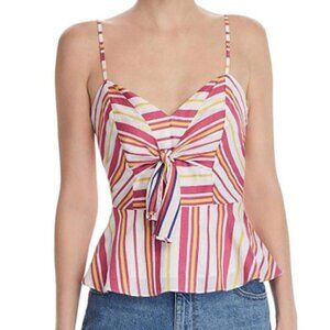 Parker Women's Whitney V-Neck Peplum Top – Poolside Stripe – Size L – NWT